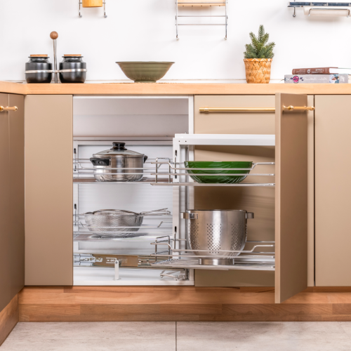 Μηχανισμός ''Magic Corner'' M 5026 Κουζίνας Πόρτας δεξί  με φρένο για κουτί 45cm σε χρώμιο