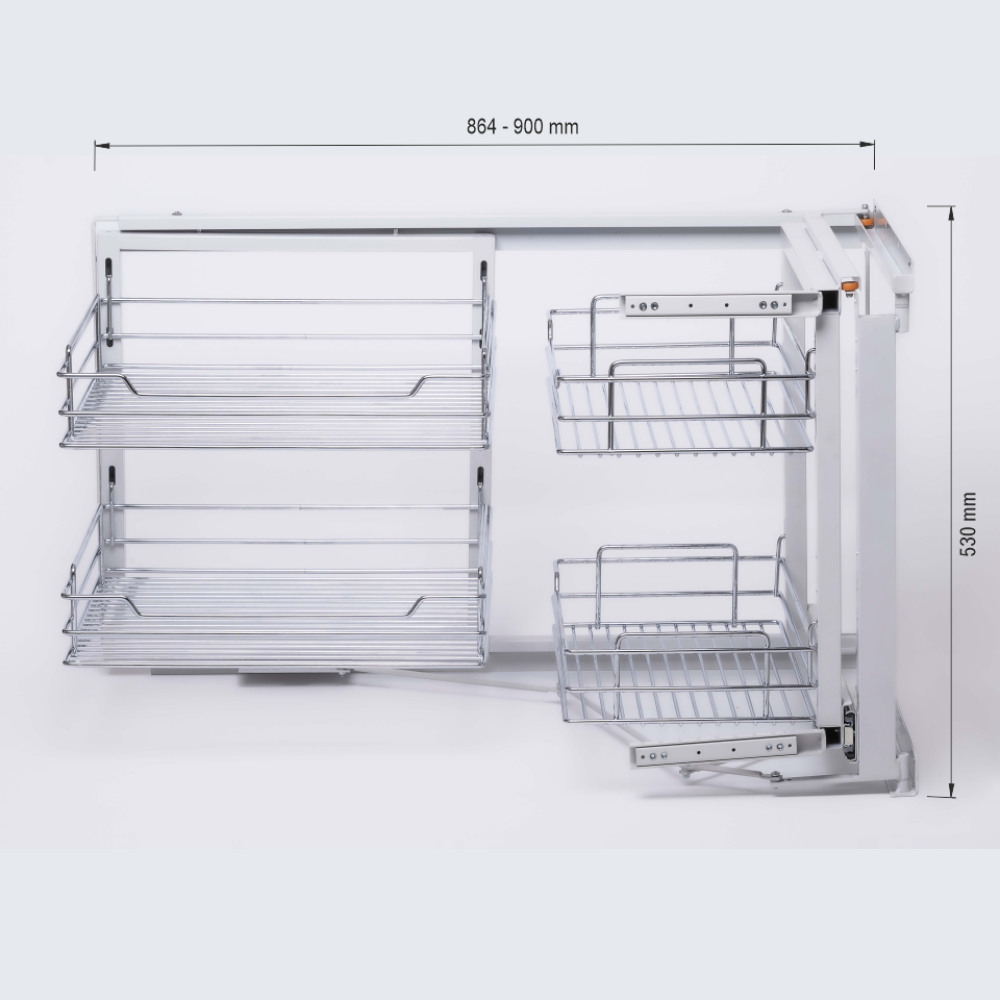 Μηχανισμός ''Magic Corner'' M 5026 Κουζίνας Πόρτας δεξί  με φρένο για κουτί 45cm σε χρώμιο