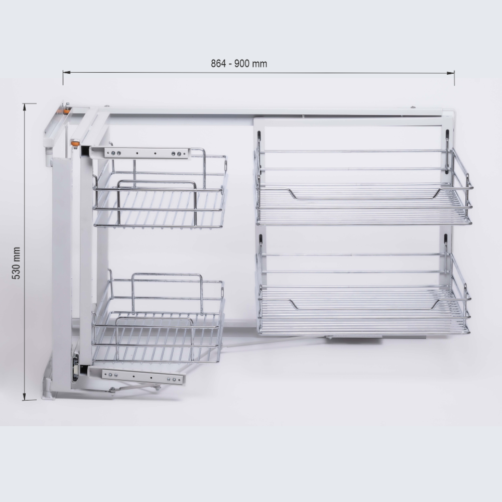 Μηχανισμός ''Magic Corner'' M 5025 Κουζίνας Πόρτας αριστερό  με φρένο για κουτί 45cm σε χρώμιο