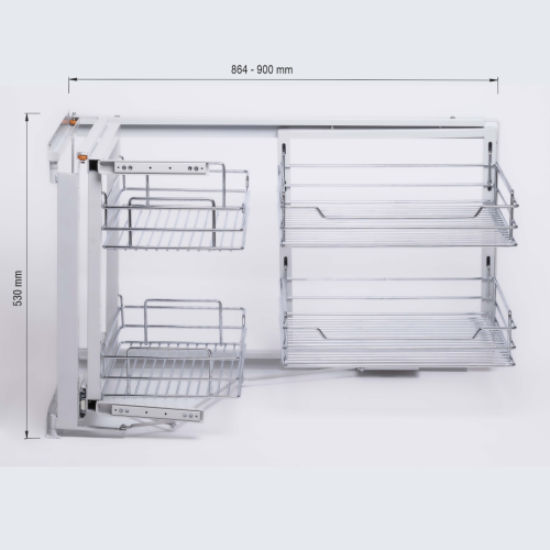 Μηχανισμός ''Magic Corner'' M 5025 Κουζίνας Πόρτας αριστερό  με φρένο για κουτί 45cm σε χρώμιο