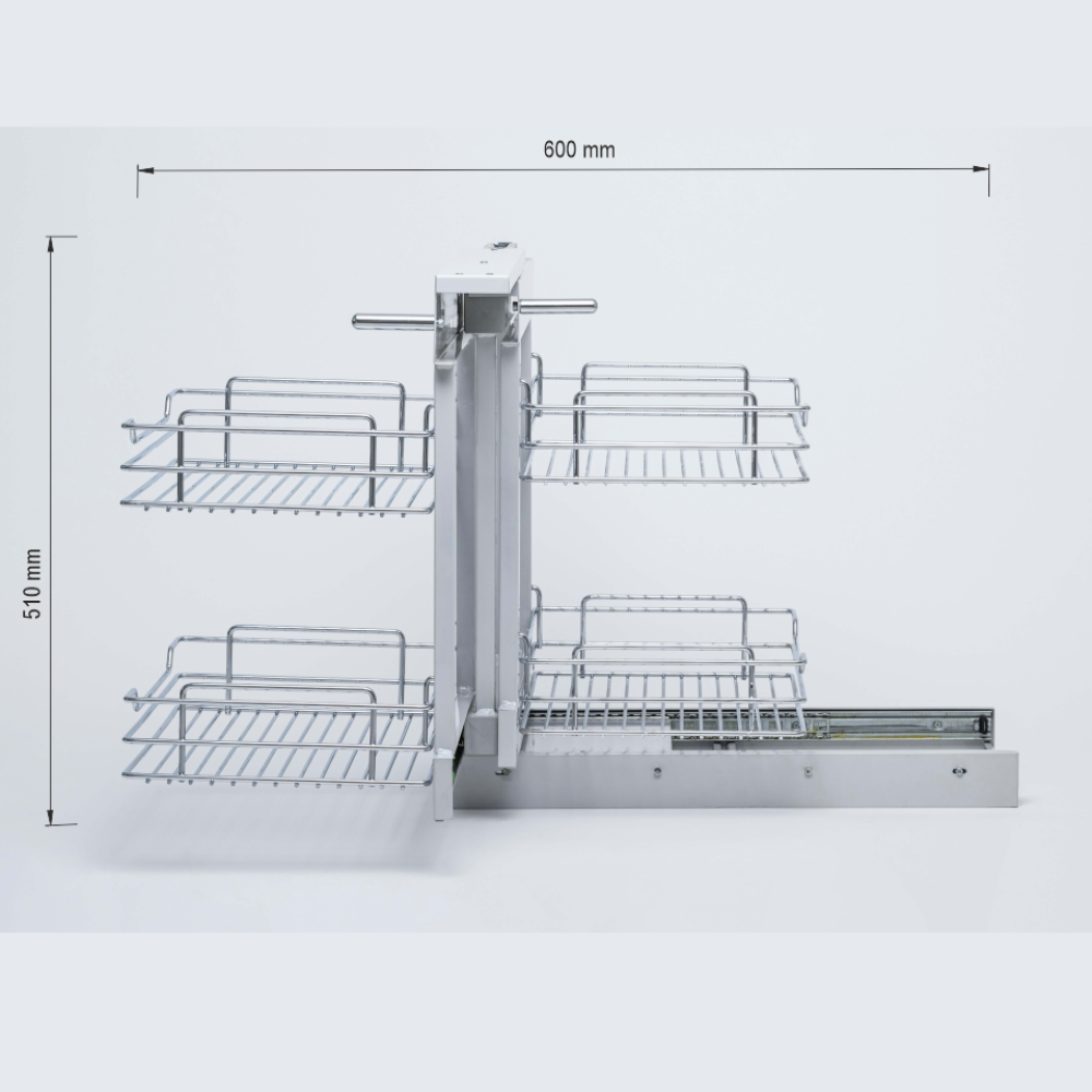 Μηχανισμός ''Magic Corner'' M5035 Κουζίνας Χειροκίνητο αριστερό με φρένο για κουτί 40cm σε χρώμιο