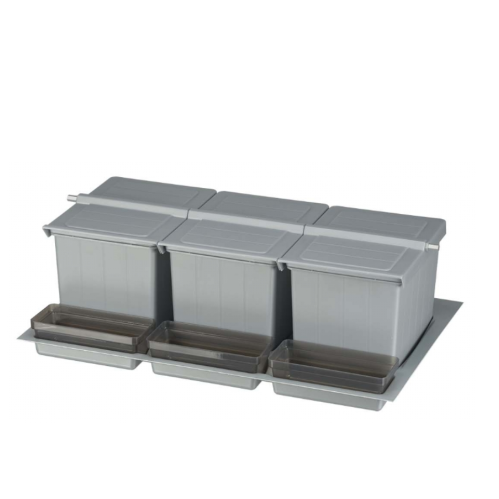Κάδος Απορριμμάτων Συρταριού BigDrawer 81235 Κουζίνας με 4 καλάθια 12+6+6+12 Lt  Γκρί