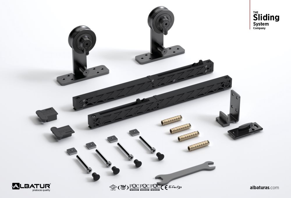 BarnDoor 8835  50 Kg - Μηχανισμός Συρόμενης Πόρτας Φρένο Διπλής Κατεύθυνσης Μαύρο