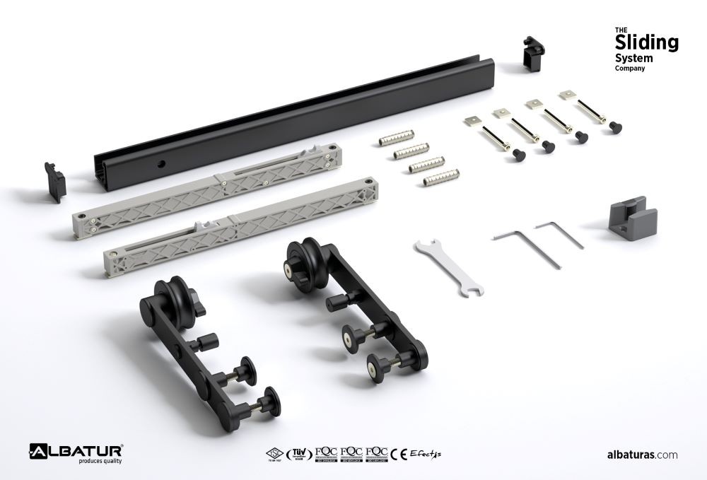BarnDoor 8920   80 Kg - Μηχανισμός Συρόμενης Γυάλινης Πόρτας Φρένο Διπλής Κατεύθυνσης 2000mm