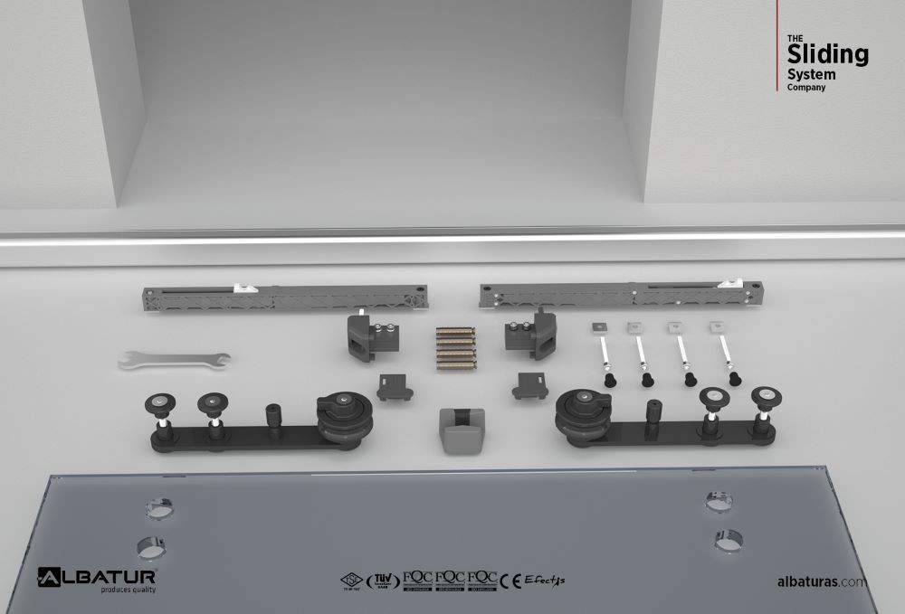 BarnDoor 8920   80 Kg - Μηχανισμός Συρόμενης Γυάλινης Πόρτας Φρένο Διπλής Κατεύθυνσης 2000mm