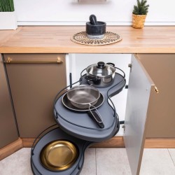 Μηχανισμός κουζίνας για τυφλό ντουλάπι φασόλι, κουτί 45cm σε ανθρακί, αριστερό άνοιγμα 