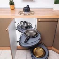 Μηχανισμός κουζίνας για τυφλό ντουλάπι φασόλι, κουτί 45cm σε ανθρακί, δεξί άνοιγμα 