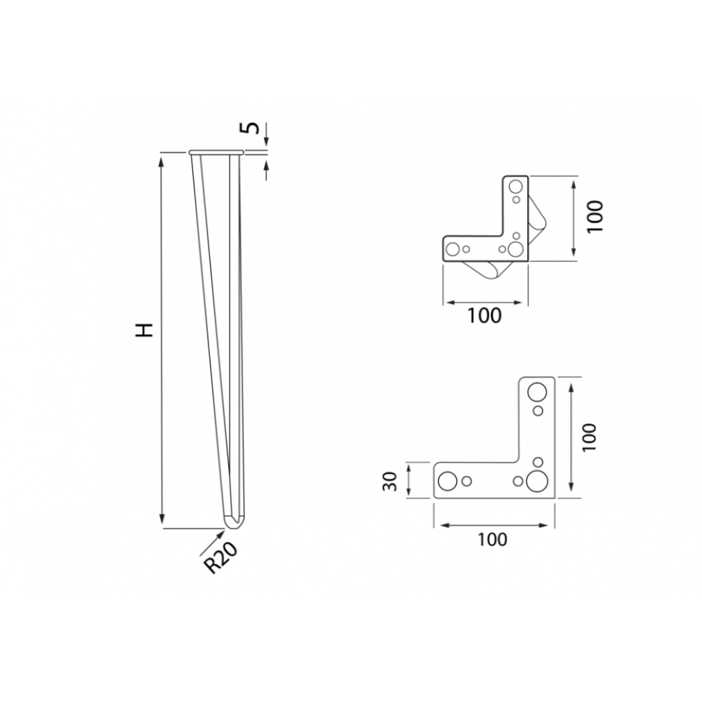 Πόδι τραπεζιού μεταλλικό μαύρο H=710mm