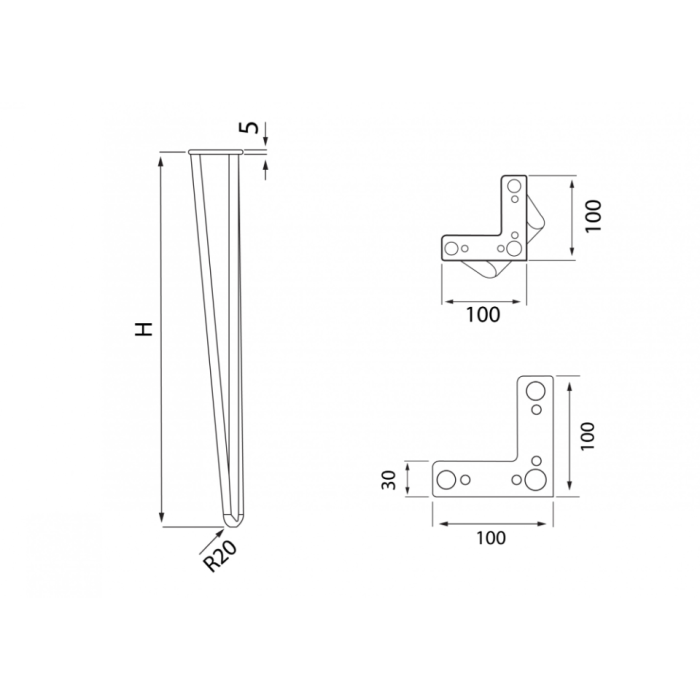 Πόδι τραπεζιού μεταλλικό μαύρο H=710mm