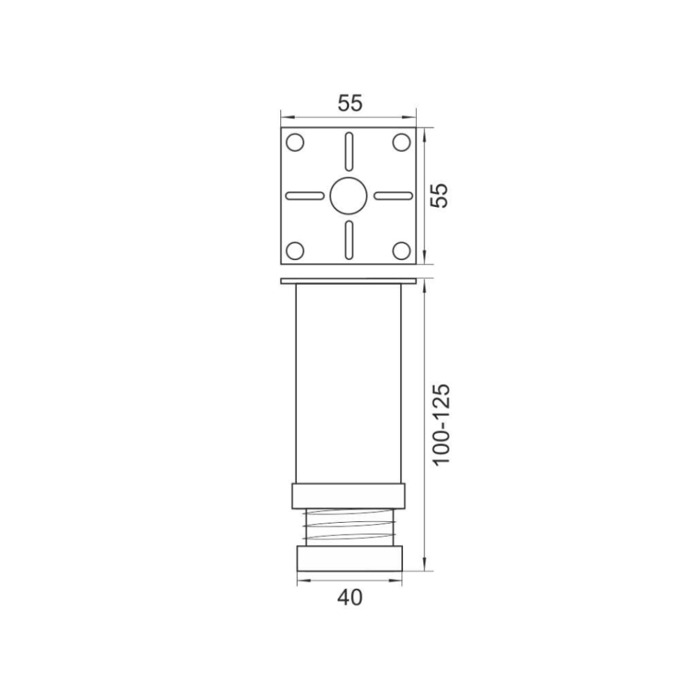 Πόδι επίπλου  Φ42mm, L=100 mm  Χρώμιο
