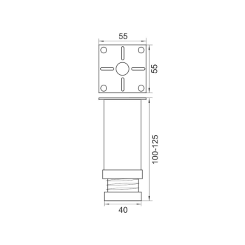 Πόδι επίπλου  Φ42mm, L=100 mm  Ματ Χρώμιο