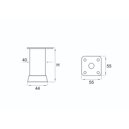 Πόδι επίπλου  40X40mm, h= 100-120mm   Ματ Χρώμιο