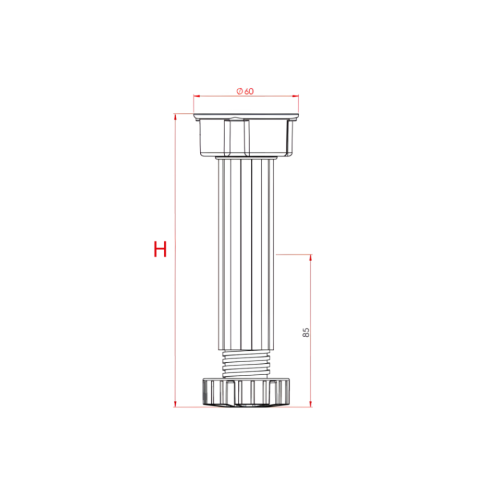 Πλαστικό πόδι ερμαρίου (μπάζα) H=150-170mm