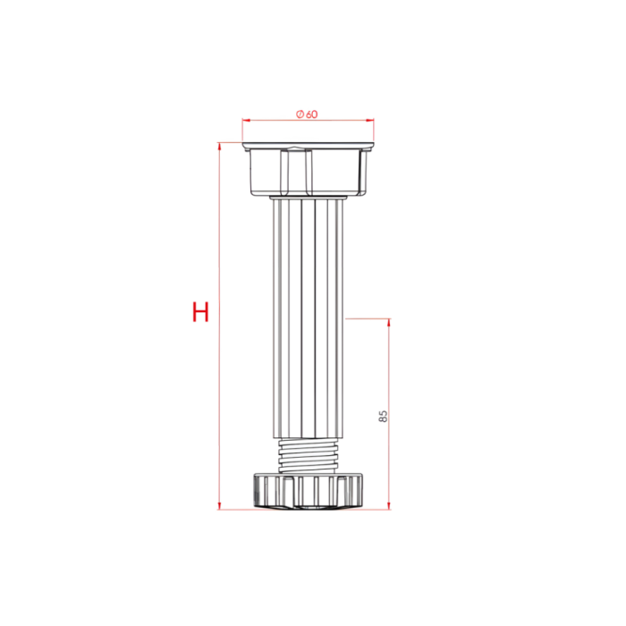Πλαστικό πόδι ερμαρίου (μπάζα) H=150-170mm