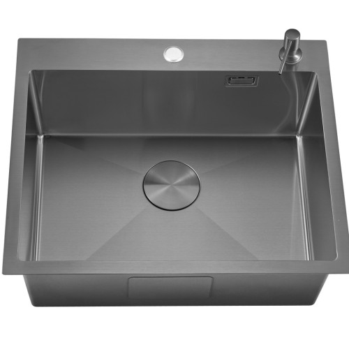 Νεροχύτης ανοξείδωτος μονή τετράγωνη 600x450x230mm σε μαύρο