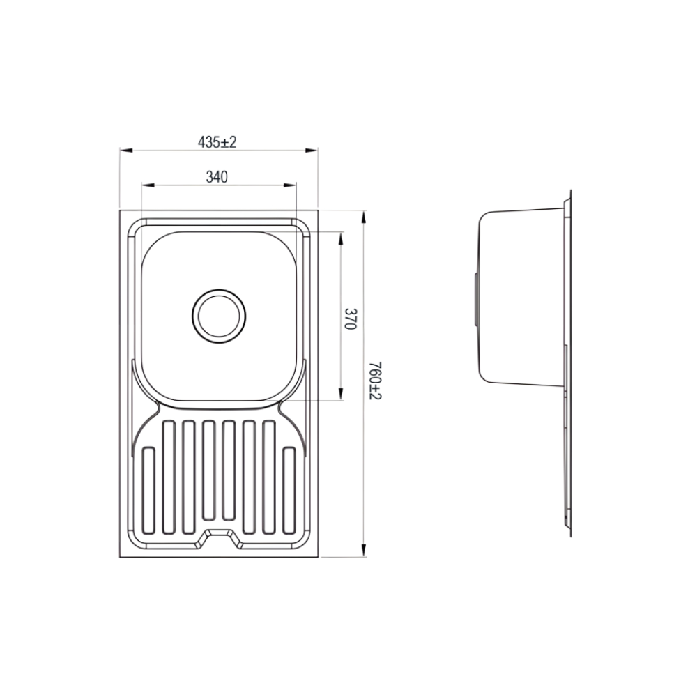 Νεροχύτης μονή  με μαξιλάρι 760x430x185mm