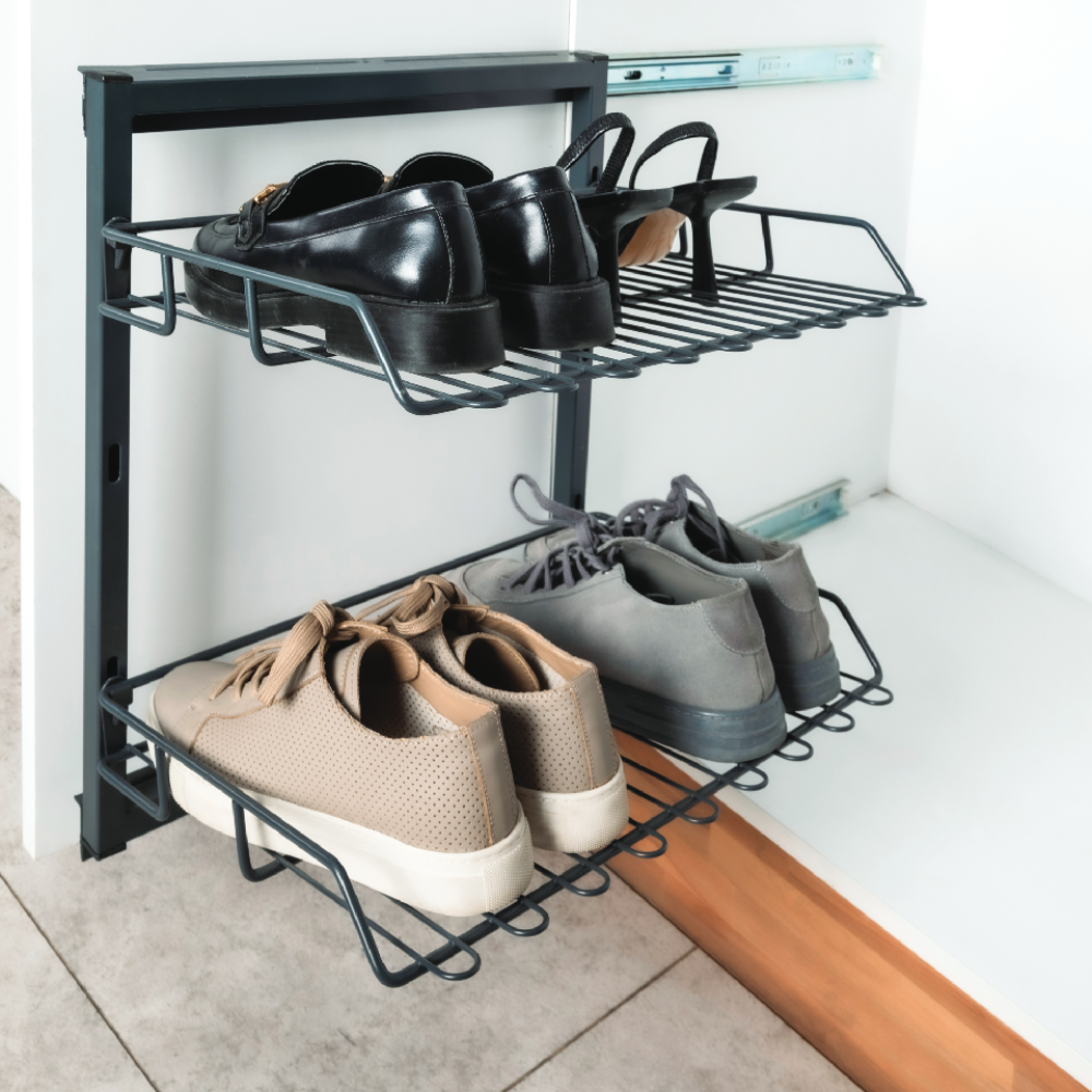 Παπουτσοθήκη διώροφη M9056-20 Μαύρη