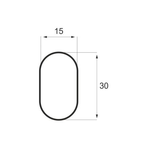 Σωλήνα ντουλάπας οβάλ,  L=3000mm μαύρη