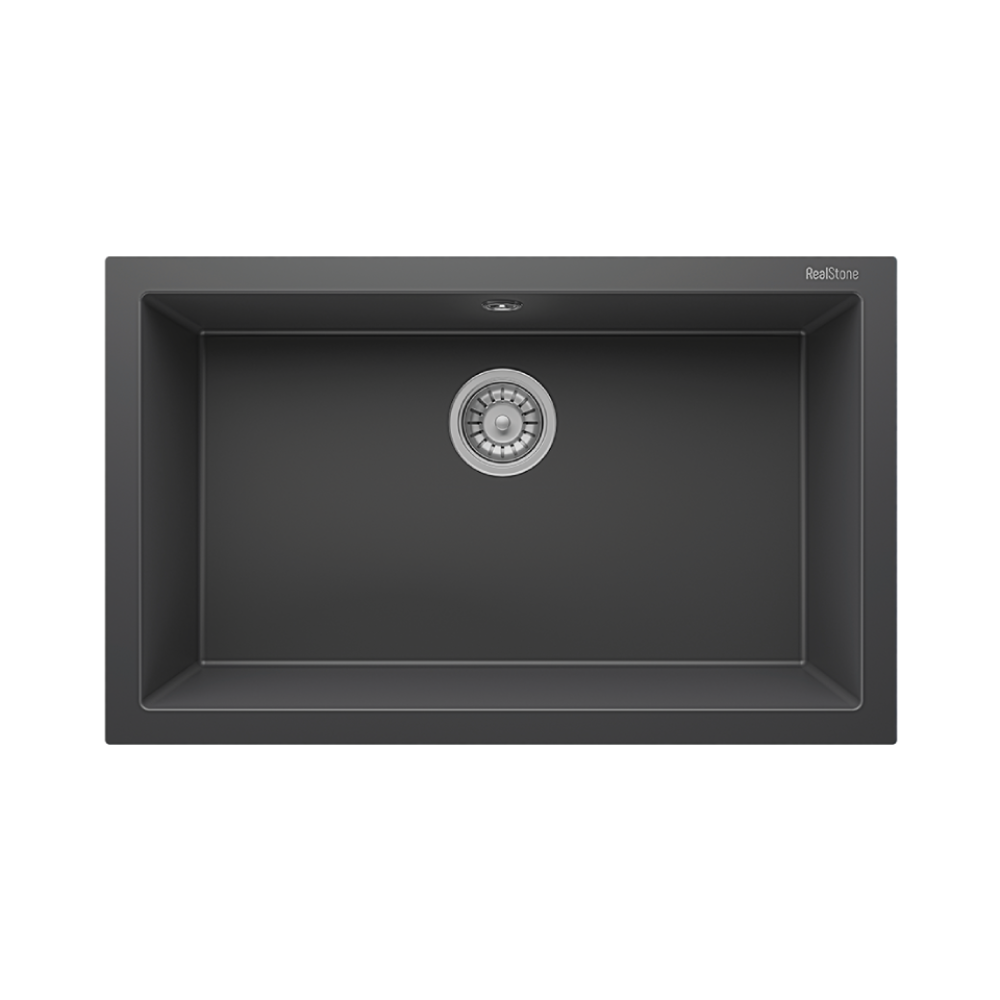 Νεροχύτης Κουζίνας Quartz Realstone 600x475x210mm Gordion Black
