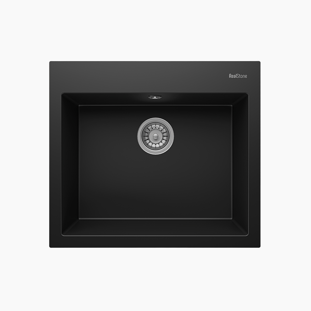 Νεροχύτης Κουζίνας Quartz Realstone 600x530x210mm Didyma Black