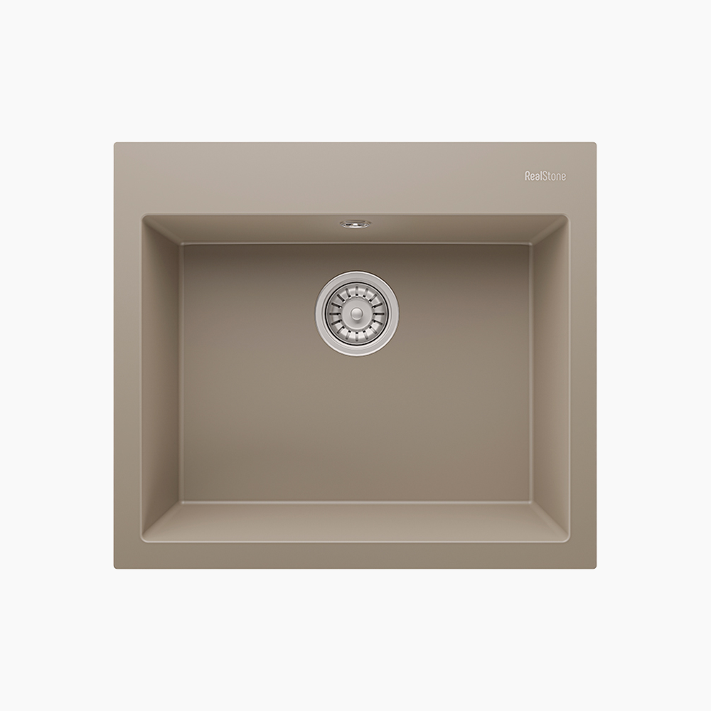 Νεροχύτης Κουζίνας Quartz Realstone 600x530x210mm Didyma Cappuccino