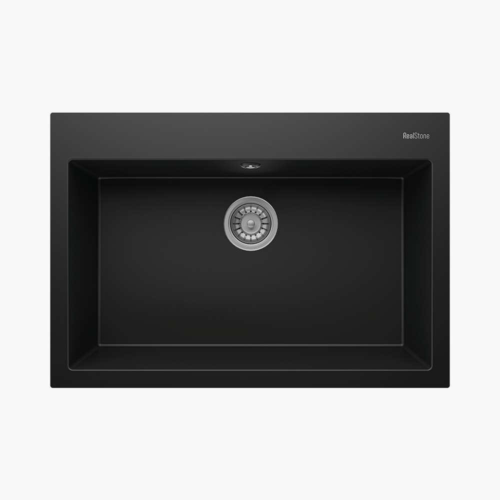 Νεροχύτης Κουζίνας Quartz Realstone 770x530x220mm Didyma Black