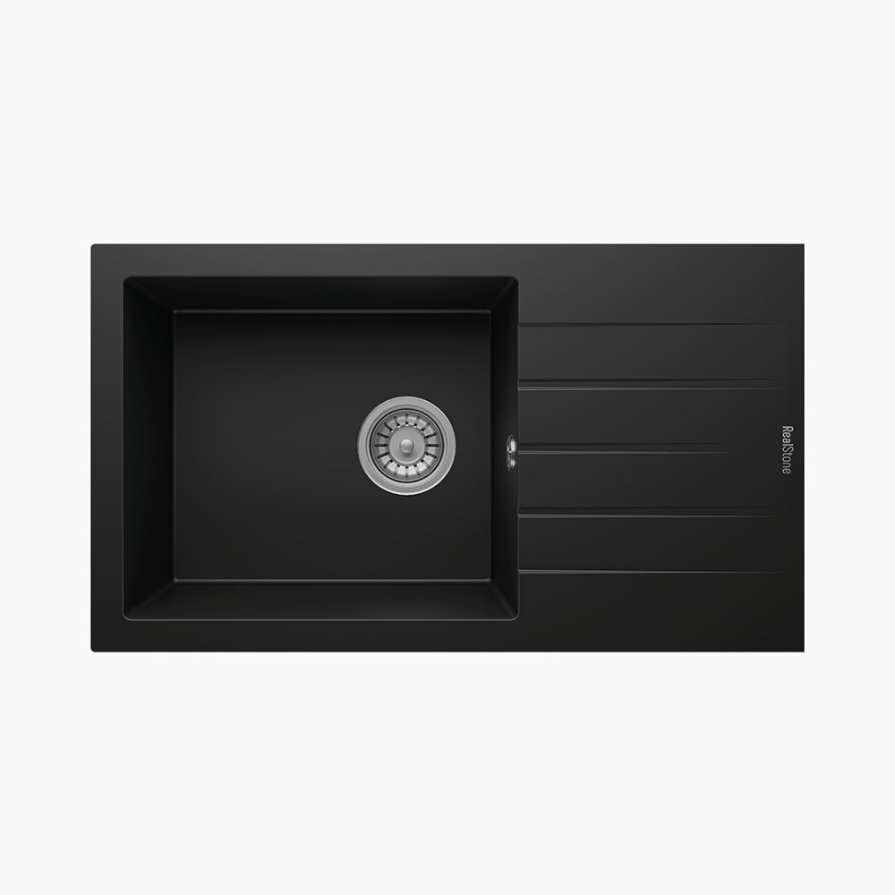 Νεροχύτης Κουζίνας Quartz Realstone 760x435x210mm Assos XL Black
