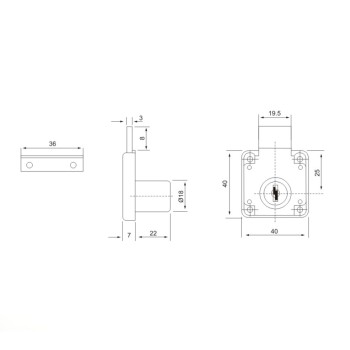 Κλειδαριά ασφαλείας επίπλου 22mm
