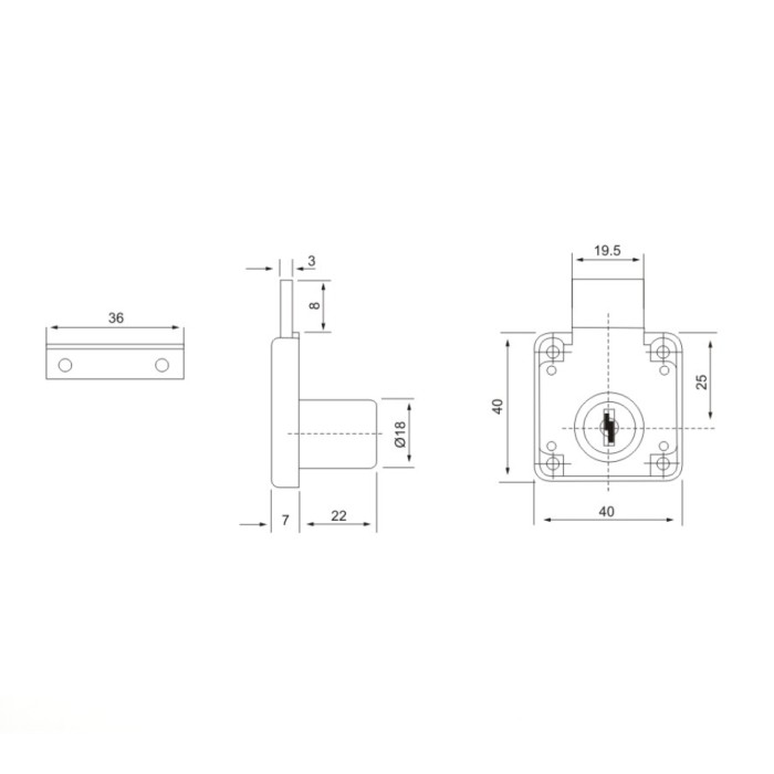 Κλειδαριά ασφαλείας επίπλου 22mm