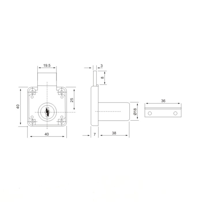 Κλειδαριά ασφαλείας επίπλου 38mm