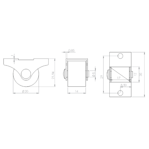 Ροδάκι σταθερό Φ20