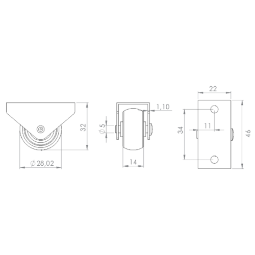 Ροδάκι σταθερό Φ28