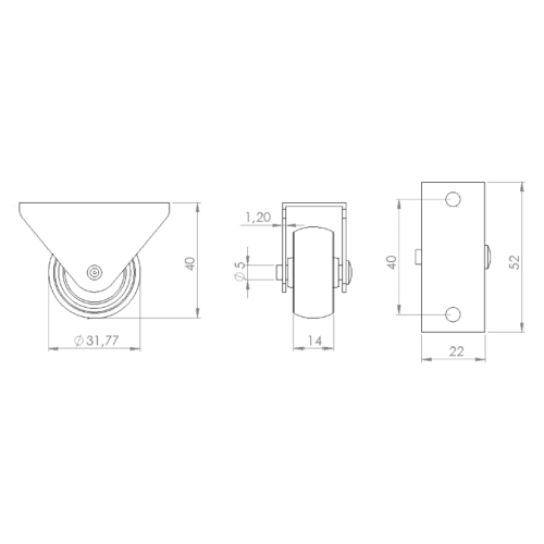 Ροδάκι σταθερό Φ32
