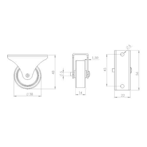 Ροδάκι σταθερό Φ38