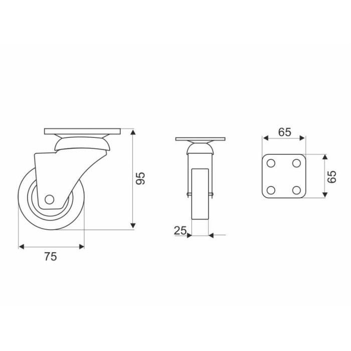 Ρόδα περιστρεφόμενη επίπλου βαρέως τύπου με διπλό ρουλεμάν