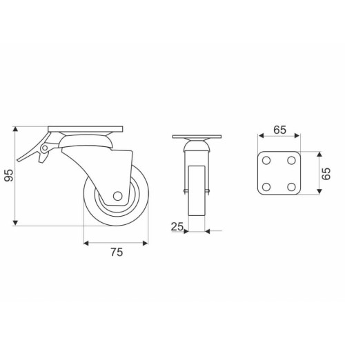 Ρόδα περιστρεφόμενη επίπλου με φρένο βαρέως τύπου με διπλό ρουλεμάν