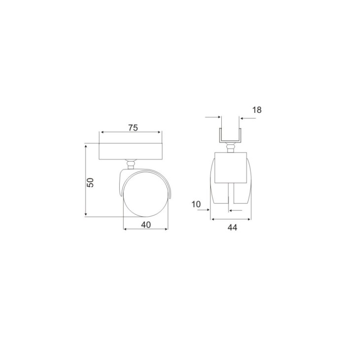 Ρόδα διπλή περιστρεφόμενη πλαϊνού Φ40 μαύρο