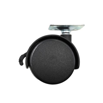 Ρόδα διπλή περιστρεφόμενη με πλάκα και φρένο Φ50 μαύρο