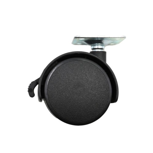 Ρόδα διπλή περιστρεφόμενη με πλάκα και φρένο Φ50 μαύρο