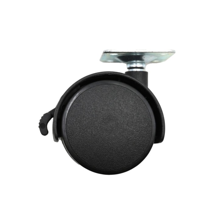 Ρόδα διπλή περιστρεφόμενη με πλάκα και φρένο Φ50 μαύρο