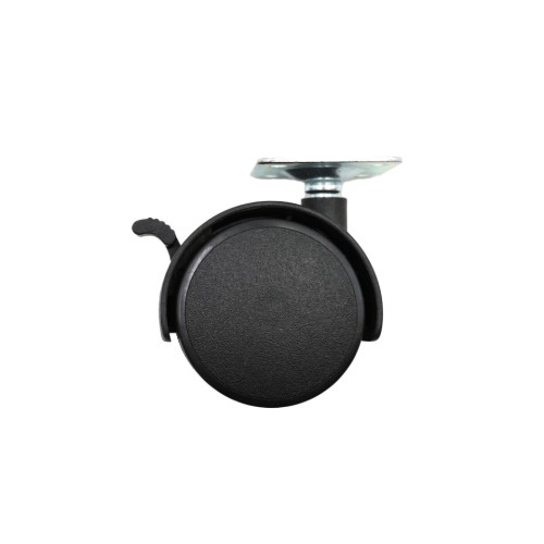 Ρόδα διπλή περιστρεφόμενη με πλάκα και φρένο Φ50 μαύρο