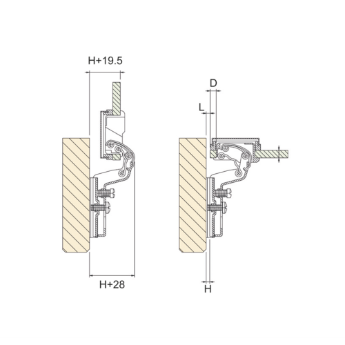 Μεντεσές κρυστάλλου μέσα πόρτα σχιστός