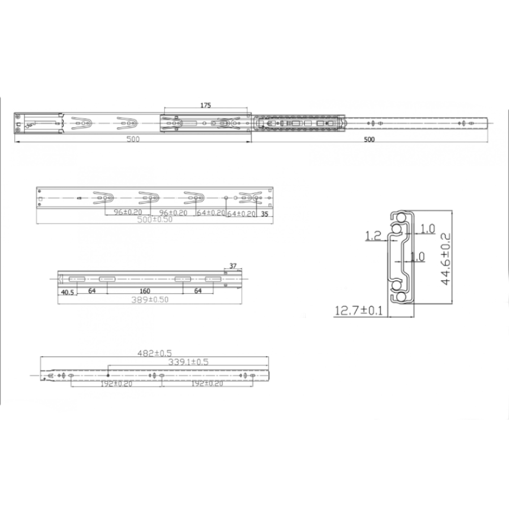 Οδηγός συρταριού τηλεσκοπικός D'Conti με φρένο 500mm