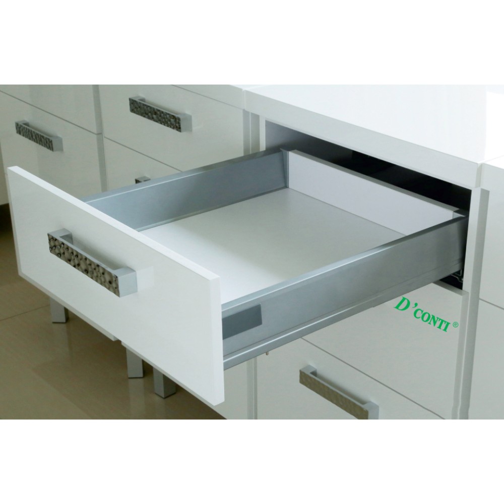 Οδηγός συρταριού D'Conti με μεταλλικά πλαϊνά D'Box 90mm γκρί