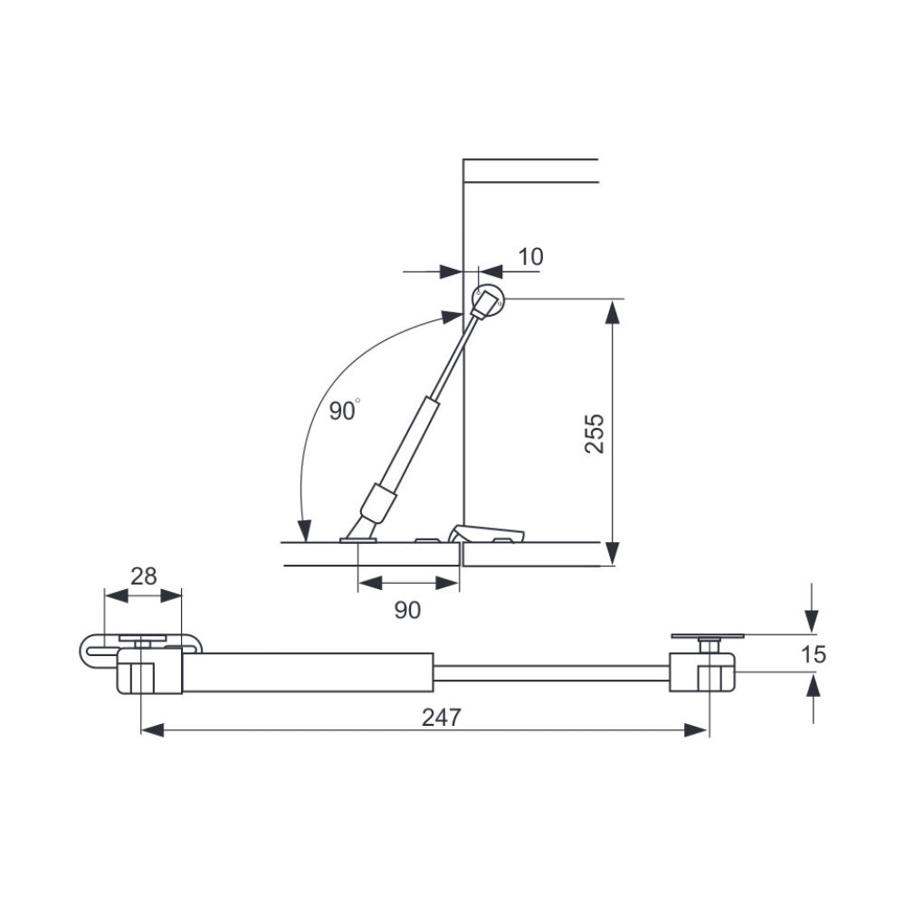 Κουμπάσο αμορτισέρ κάτω ανοιγόμενεις πόρτας 120Ν