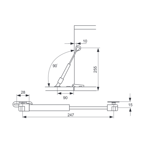 Κουμπάσο αμορτισέρ κάτω ανοιγόμενεις πόρτας 100Ν