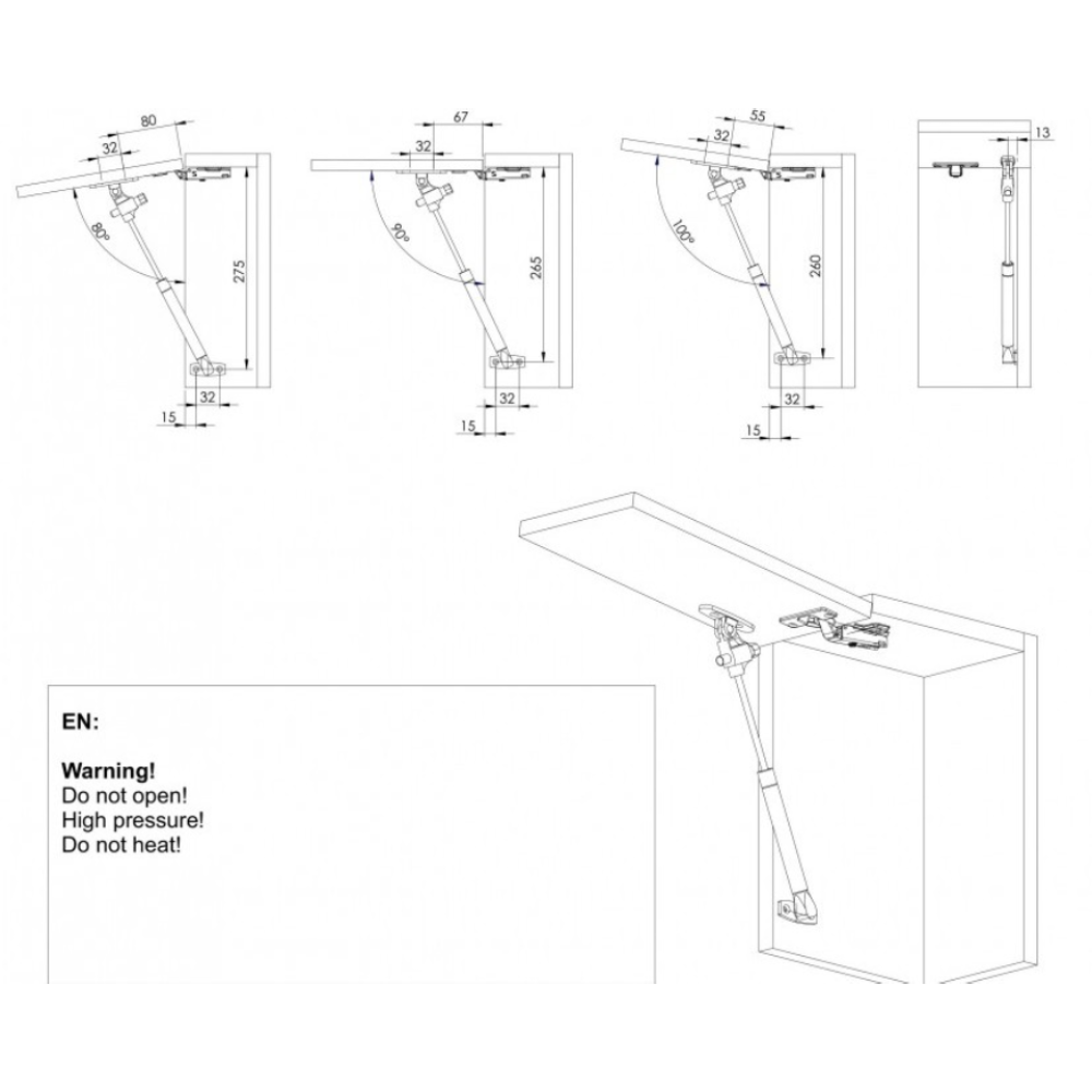 Κουμπάσο αμορτισέρ άνω ανοιγόμενης πόρτας με φρένο 100Ν