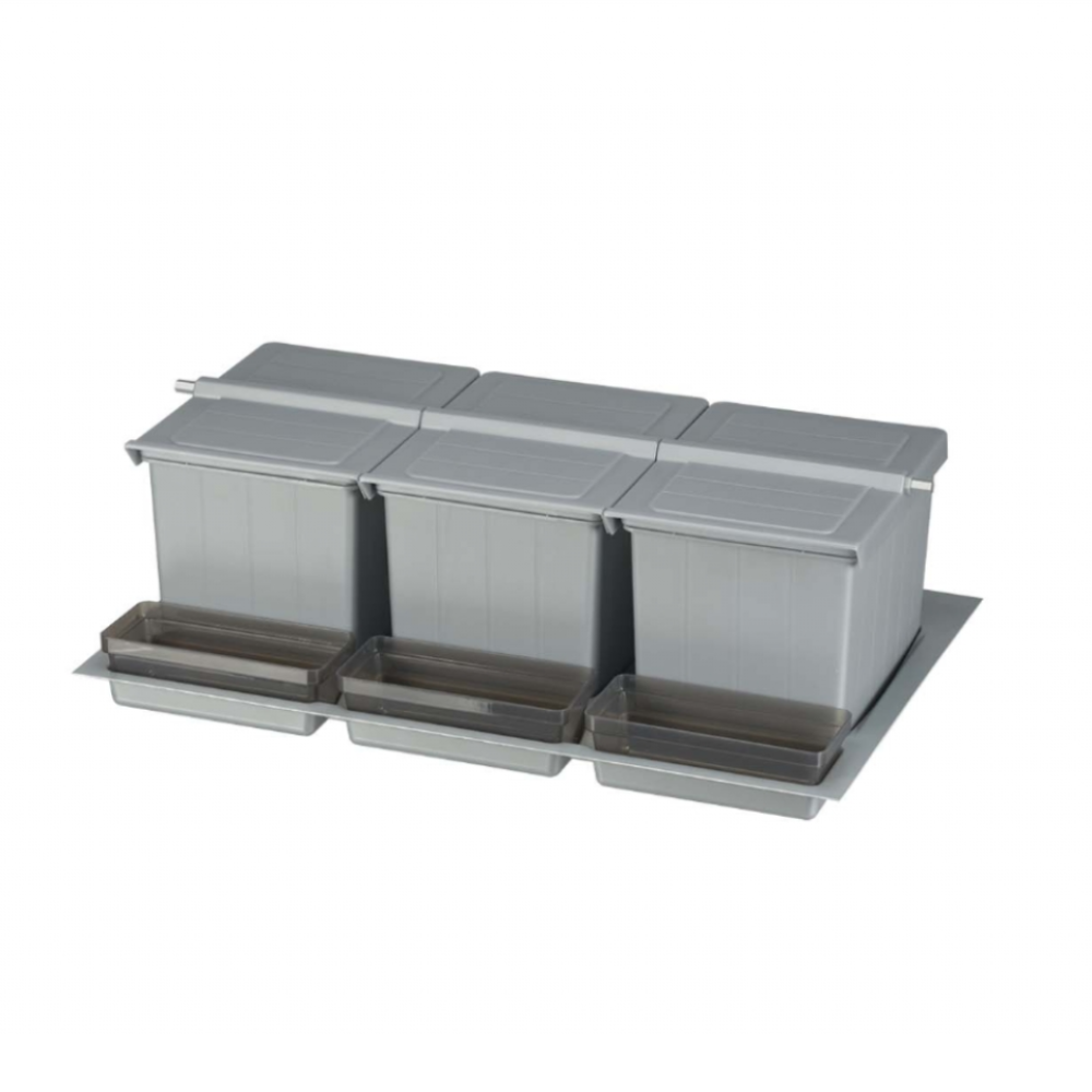Κάδος Απορριμμάτων Συρταριού BigDrawer 81235 Κουζίνας με 4 καλάθια 12+6+6+12 Lt  Γκρί