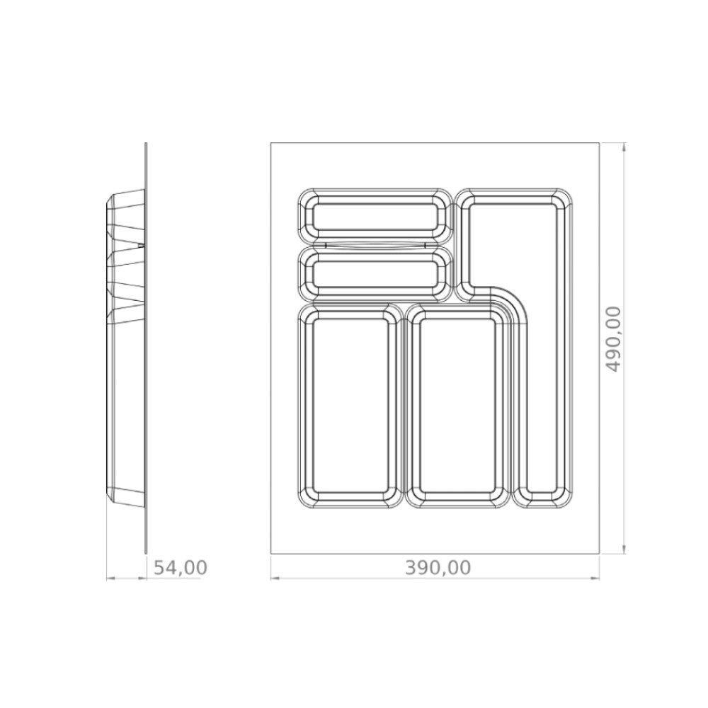 Κουταλοθήκη συρταριού για κουτί 450mm (390x490) ανθρακί