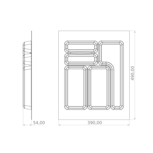 Κουταλοθήκη συρταριού για κουτί 450mm (390x490) ανθρακί